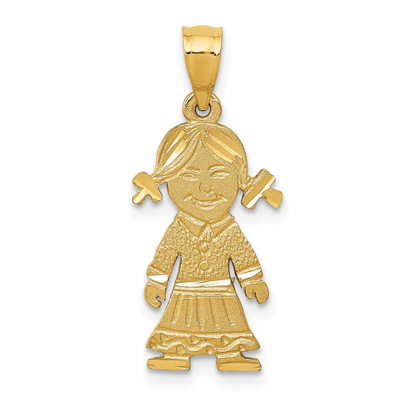 14k Yellow Gold Girl Pendant D394