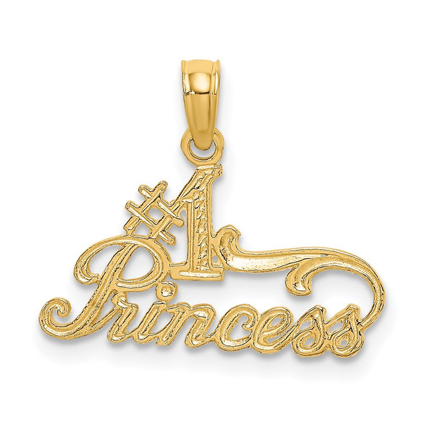 14k Yellow Gold #1 Princess Pendant K8883