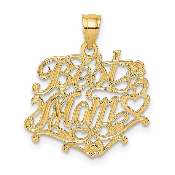 14k Yellow Gold Best Mom Pendant D3949