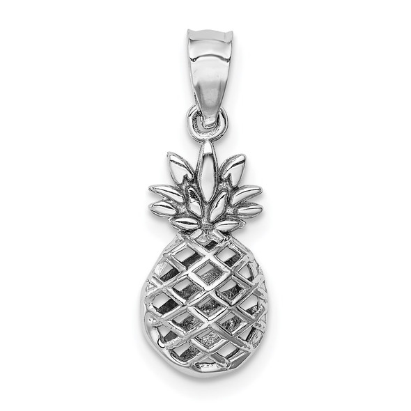 14K Rose Polished & Diamond-cut 3D Pineapple Pendant - Wellness