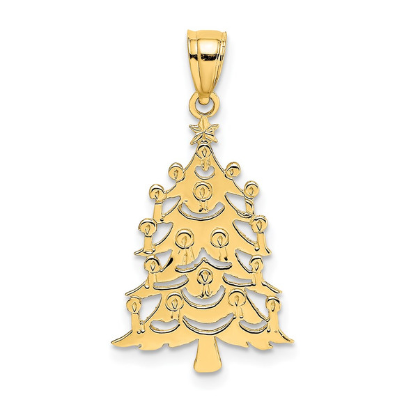 14k Yellow Gold Polished Christmas Tree Pendant D1120