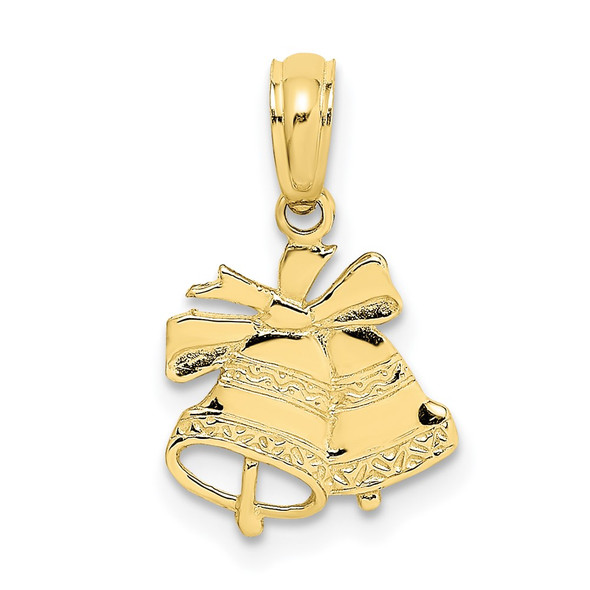 10k Yellow Gold Polished Christmas Bells Pendant