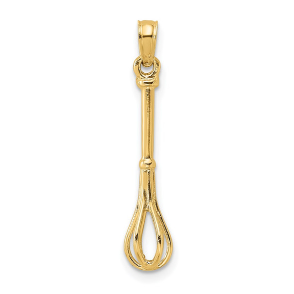 14k Yellow Gold 3-D Polished Whisk Pendant