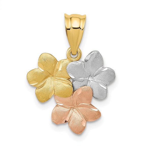 14k Yellow, White and Rose Gold Flower Pendant