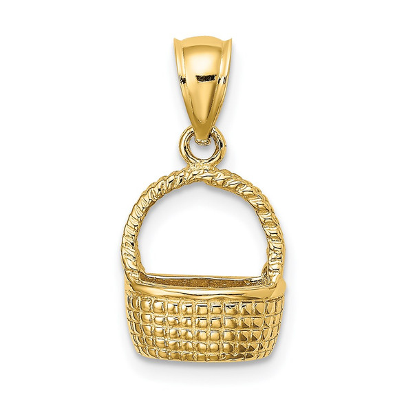 14k Yellow Gold 2-D Flat Back Basket Pendant