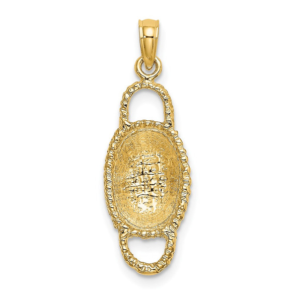 14k Yellow Gold 3-D 2 Handles Oval Basket Pendant