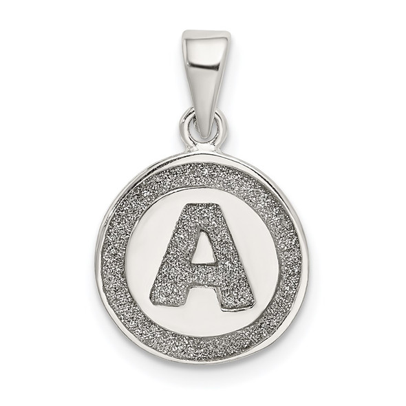 Sterling Silver Glitter Enamel Letter A Circle Pendant