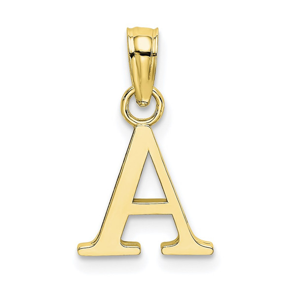 10k Yellow Gold Polished A Block Initial Pendant