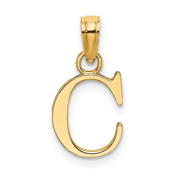 14k Yellow Gold Polished C Block Initial Pendant