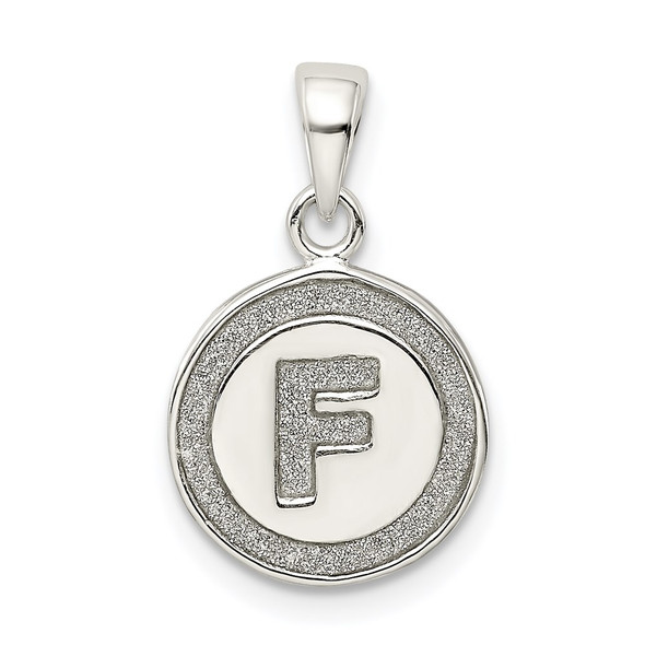 Sterling Silver Glitter Enamel Letter F Circle Pendant