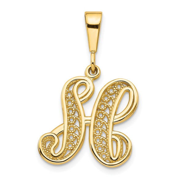 14k Yellow Gold Initial H Pendant C569H