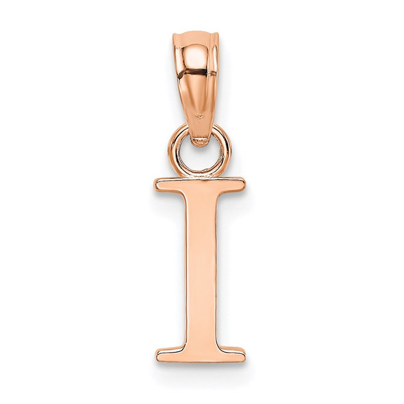 14k Rose Gold Polished I Block Initial Pendant