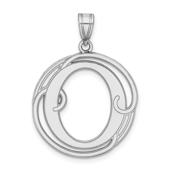 Sterling Silver Rhodium-plated Fancy Script Initial O Pendant