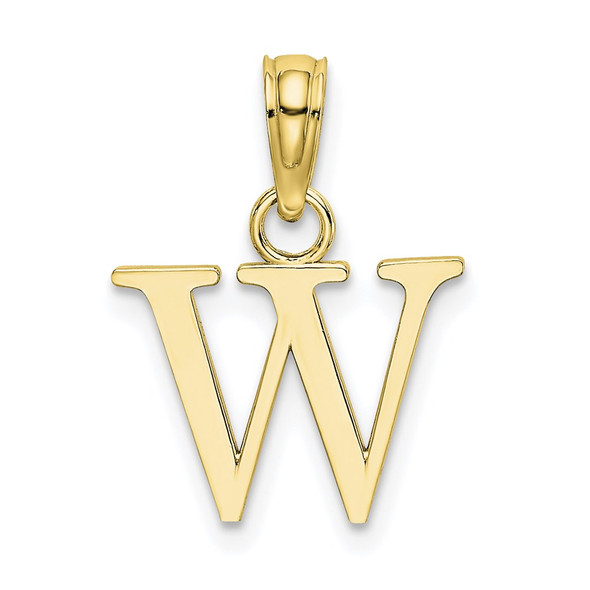 10k Yellow Gold Polished W Block Initial Pendant