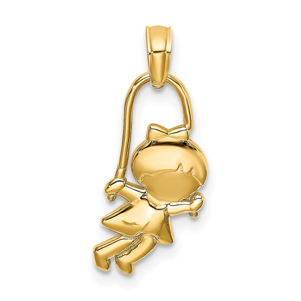 14k Yellow Gold Girl With Jump Rope Pendant