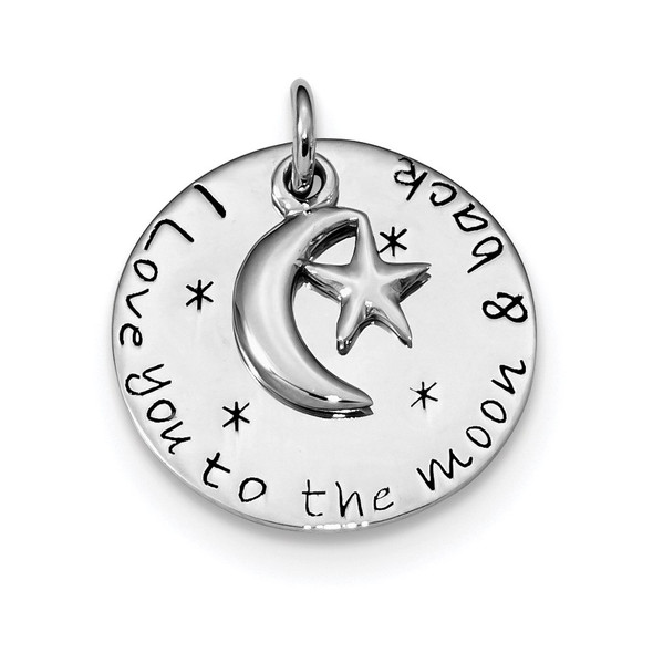 Rhodium-Plated Sterling Silver Love You To Moon and Back Pendant