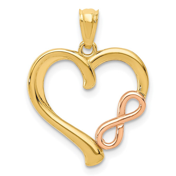 14k Yellow and Rose Gold Polished Infinity Heart Pendant