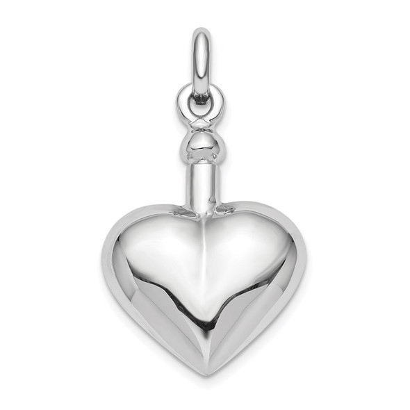 Sterling Silver Rhodium-plated Polished Screw Top Heart Ash Holder Pendant