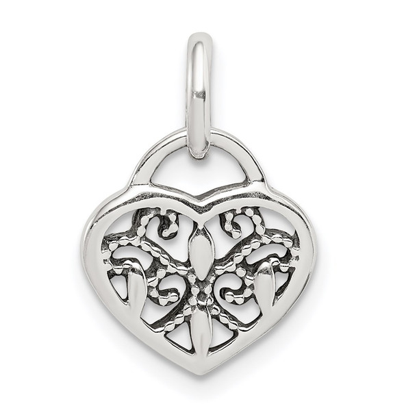 Sterling Silver Antiqued Heart Pendant QC9462