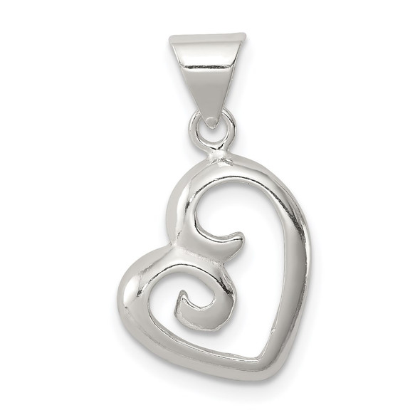 Sterling Silver Polished Fancy Swirl Heart Pendant