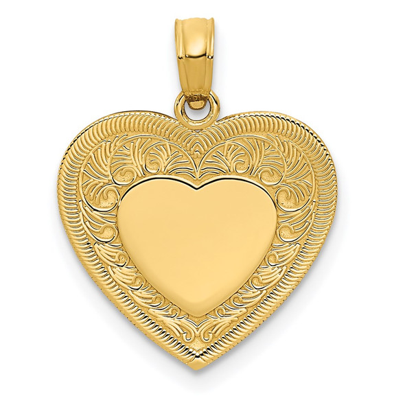 14k Yellow Gold Polished Heart Pendant K2522