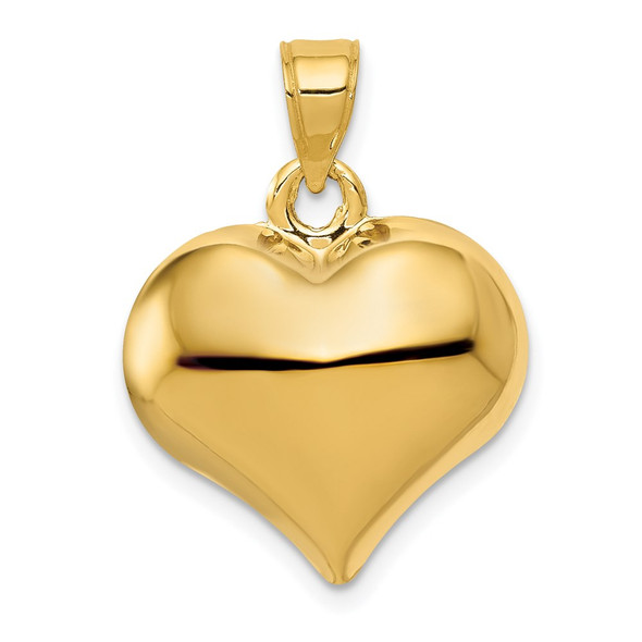 14k Yellow Gold Polished 3-D Puffed Heart Pendant C2912