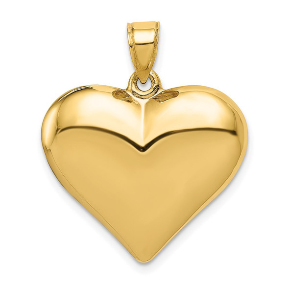 14k Yellow Gold Polished 3-D Puffed Heart Pendant C2913