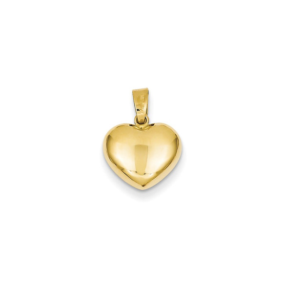 14k Yellow Gold Polished 3-D Puffed Heart Pendant XCH355