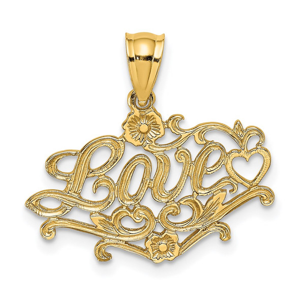 14k Yellow Gold Love With Heart Pendant