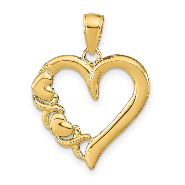 14k Yellow Gold Polished Heart and X Heart Pendant