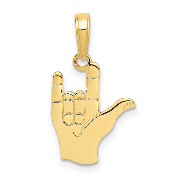 10k Yellow Gold I Love You Hand / Sign Language Pendant