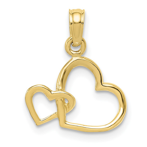 10k Yellow Gold Polished Intertwined Double Heart Pendant