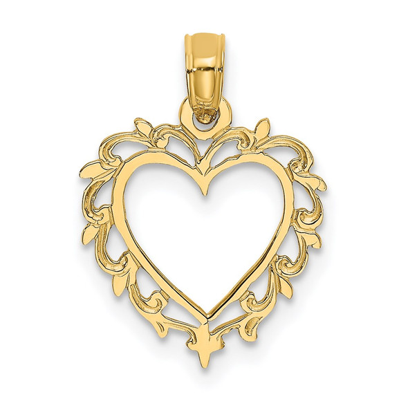 14k Yellow Gold Heart w/Lace Trim Pendant K7099