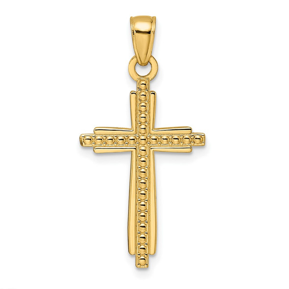 14k Yellow Gold Polished and Textured Fancy Cross Pendant K9926