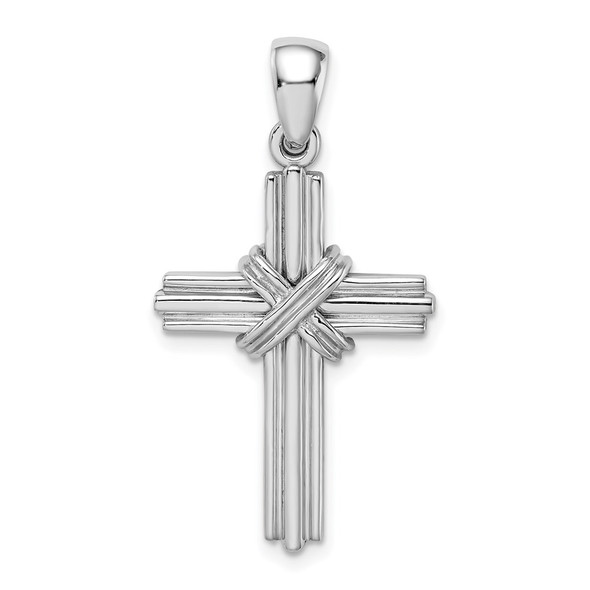 14K White Gold Passion Cross Pendant