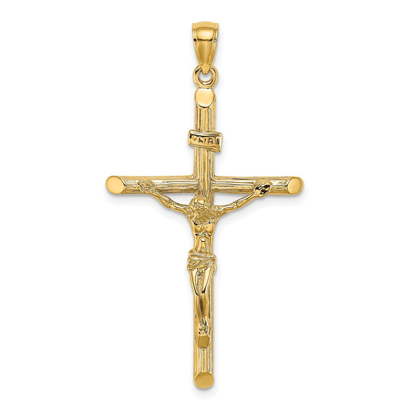 14k Yellow Gold Textured Crucifix Pendant K8532