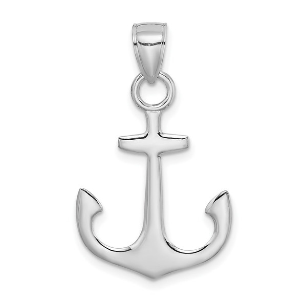 14k White Gold Polished 3-D Anchor Pendant C3345W