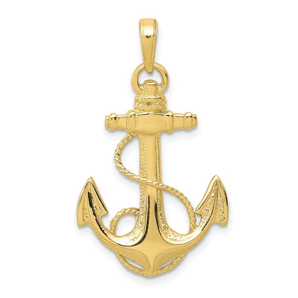 10k Yellow Gold Anchor w/Rope Pendant