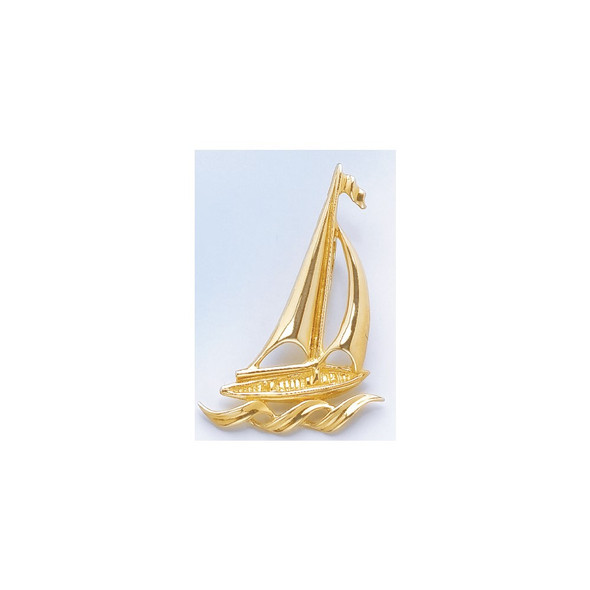 14k Yellow Gold Sailboat With Waves Pendant
