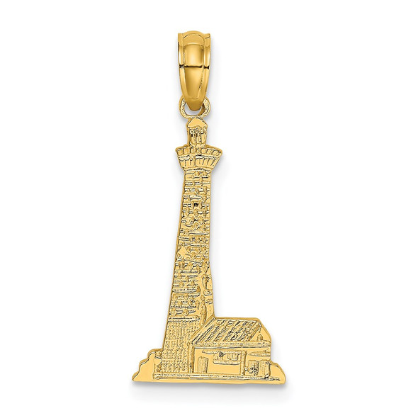 14k Yellow Gold Lighthouse w/Building Pendant