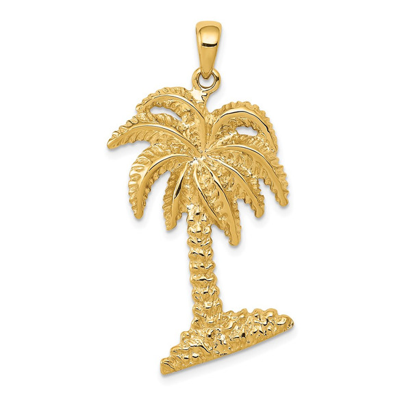 14k Yellow Gold Large Palm Tree Pendant