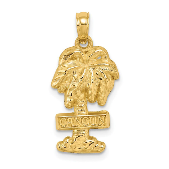 14k Yellow Gold 2-D Cancun On Palm Tree Pendant