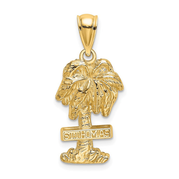 14k Yellow Gold 2-D St. Thomas On Palm Tree Pendant