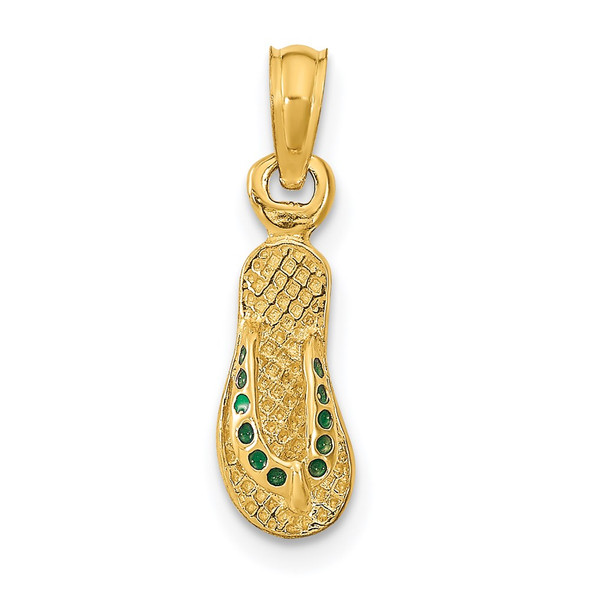 14k Yellow Gold w/Green Enamel Single Flip-Flop Pendant