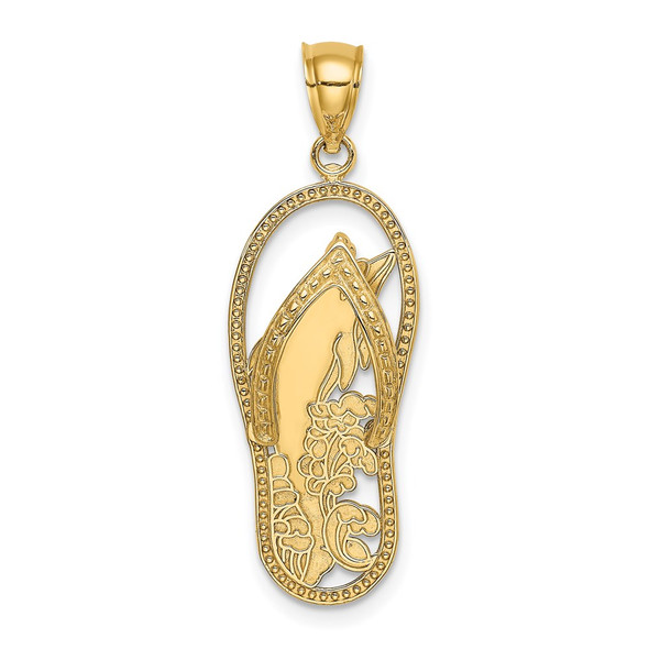 14k Yellow Gold Polished Dolphin Flip-Flop Pendant