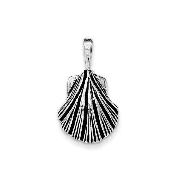 Sterling Silver Antiqued & Textured Clam Shell Pendant