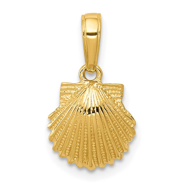 14k Yellow Gold Scallop Shell Pendant C3377