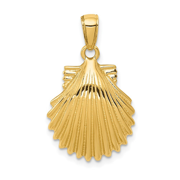 14k Yellow Gold Scallop Shell Pendant K2919