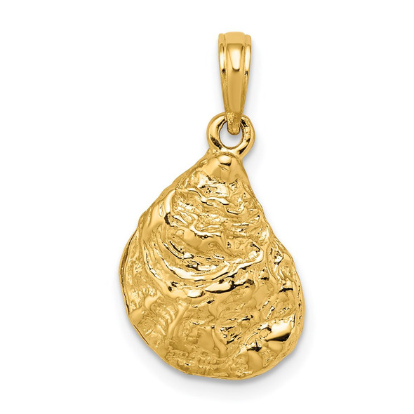 14k Yellow Gold 3-D Textured Oyster Shell Pendant K7626