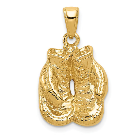 14k Yellow Gold Solid Polished Open-Backed Boxing Gloves Pendant C2642